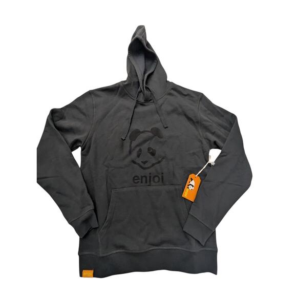Enjoi Skateboard Men's Small Panda Logo Pullover Hoodie Sweatshirt Black NWT - Picture 1 of 3